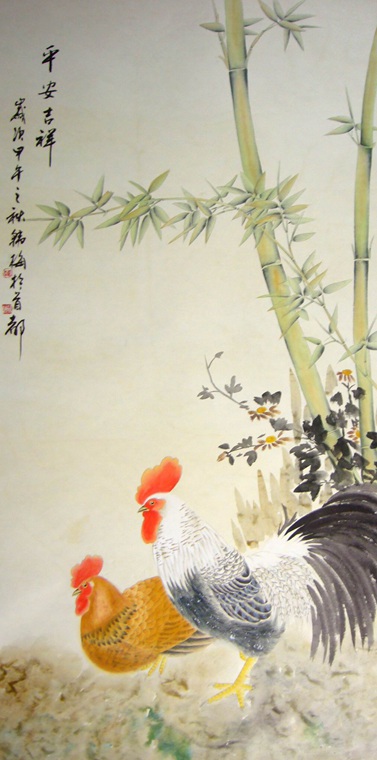 工笔国画鸡
