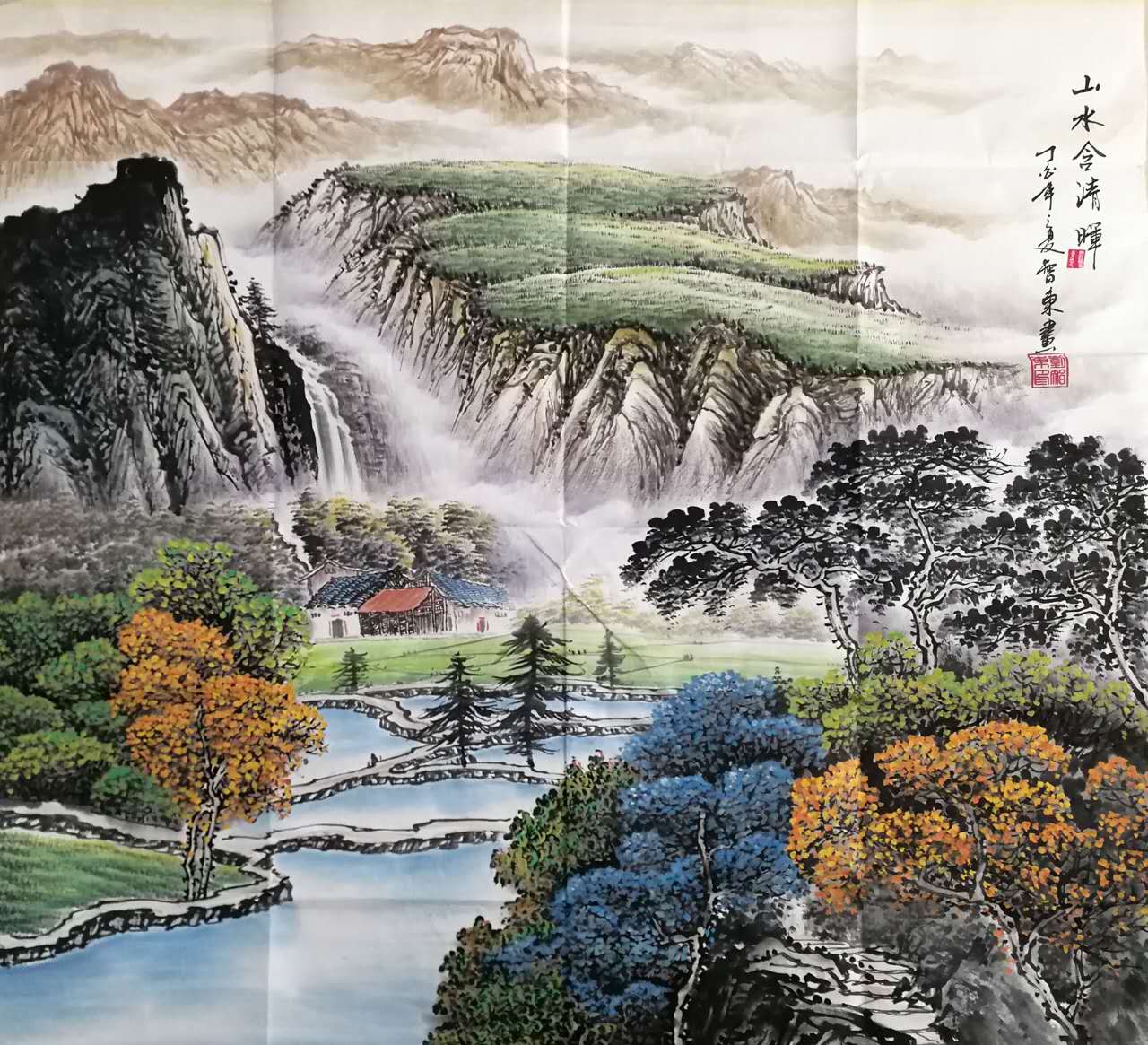 六尺斗方山水画